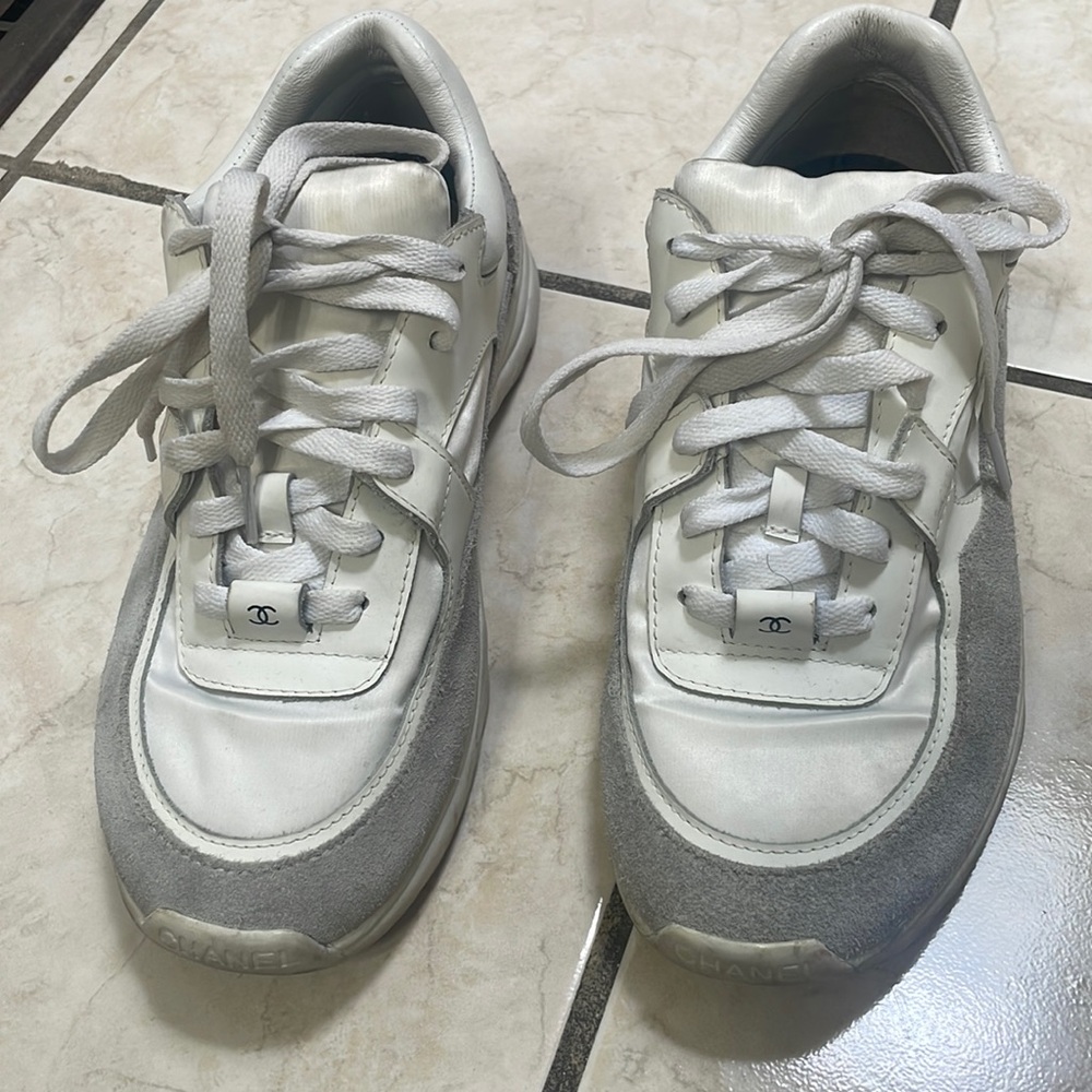 Vintage Chanel all white sneakers